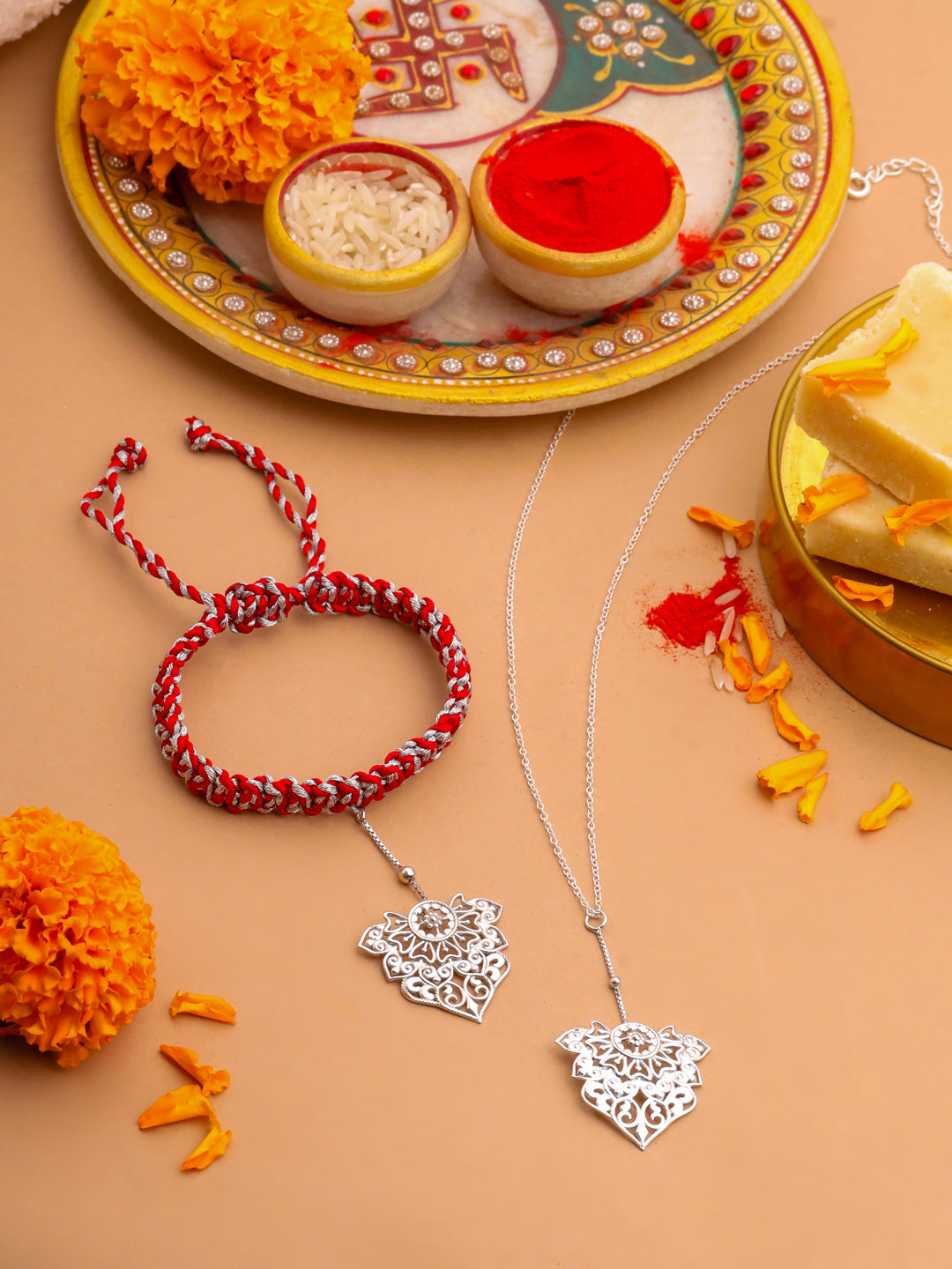 Odisha Filigree Inspired Silver Lumba Convertible Rakhi — image 1