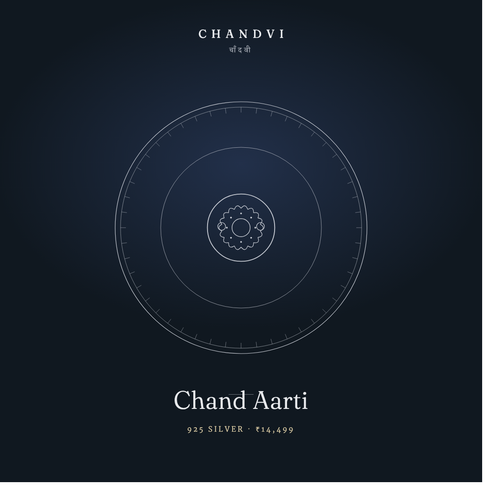 Chand Aarti — silver rakhi aarti thali set, Chandvi