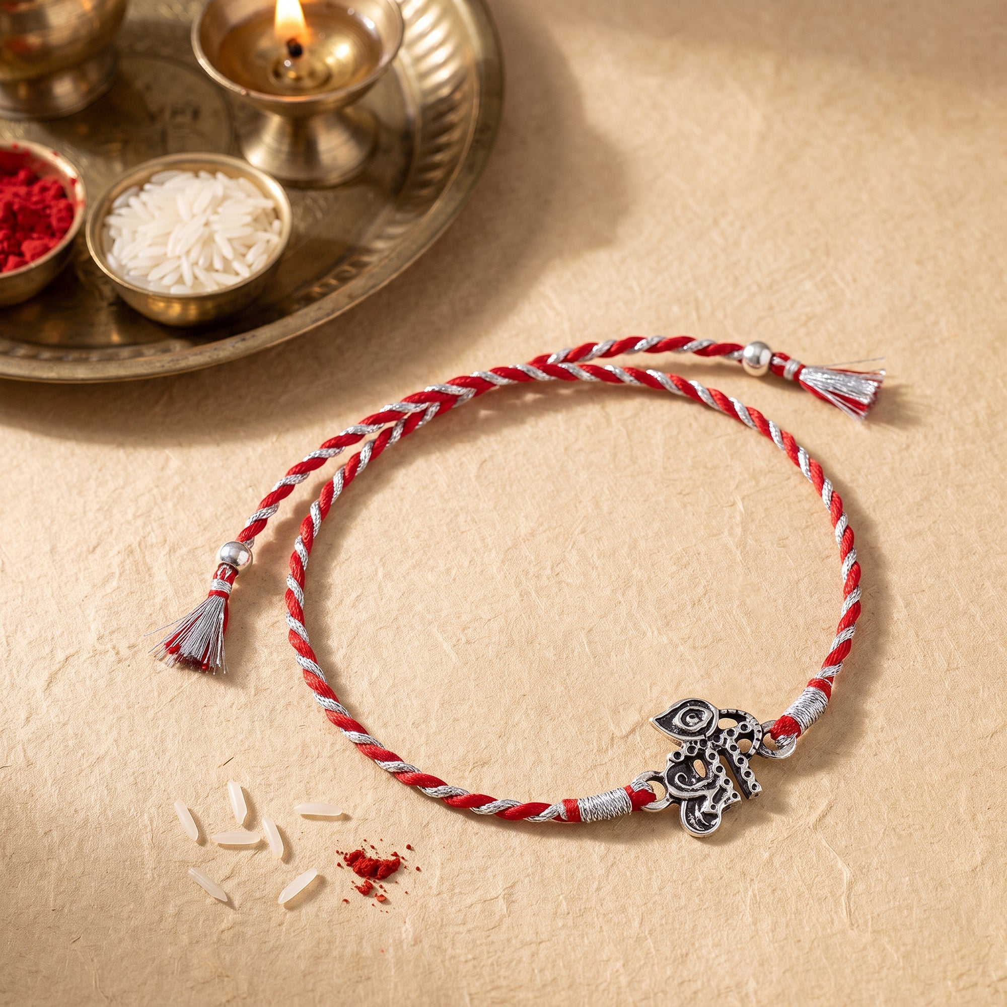 Oxidised Silver Precious Rakhi — image 1