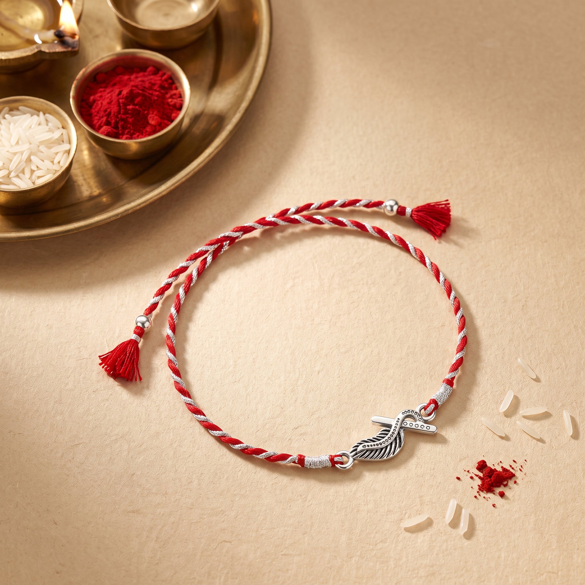 Oxidised Silver Krishna Rakhi — image 1