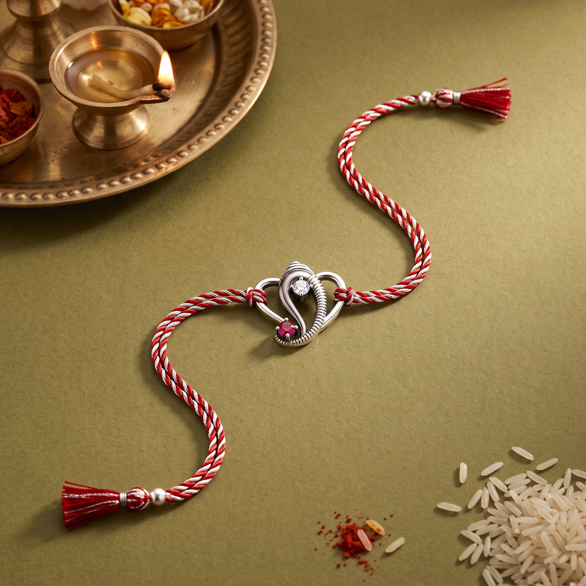 Oxidised Silver Lord Ganesha Rakhi — image 1