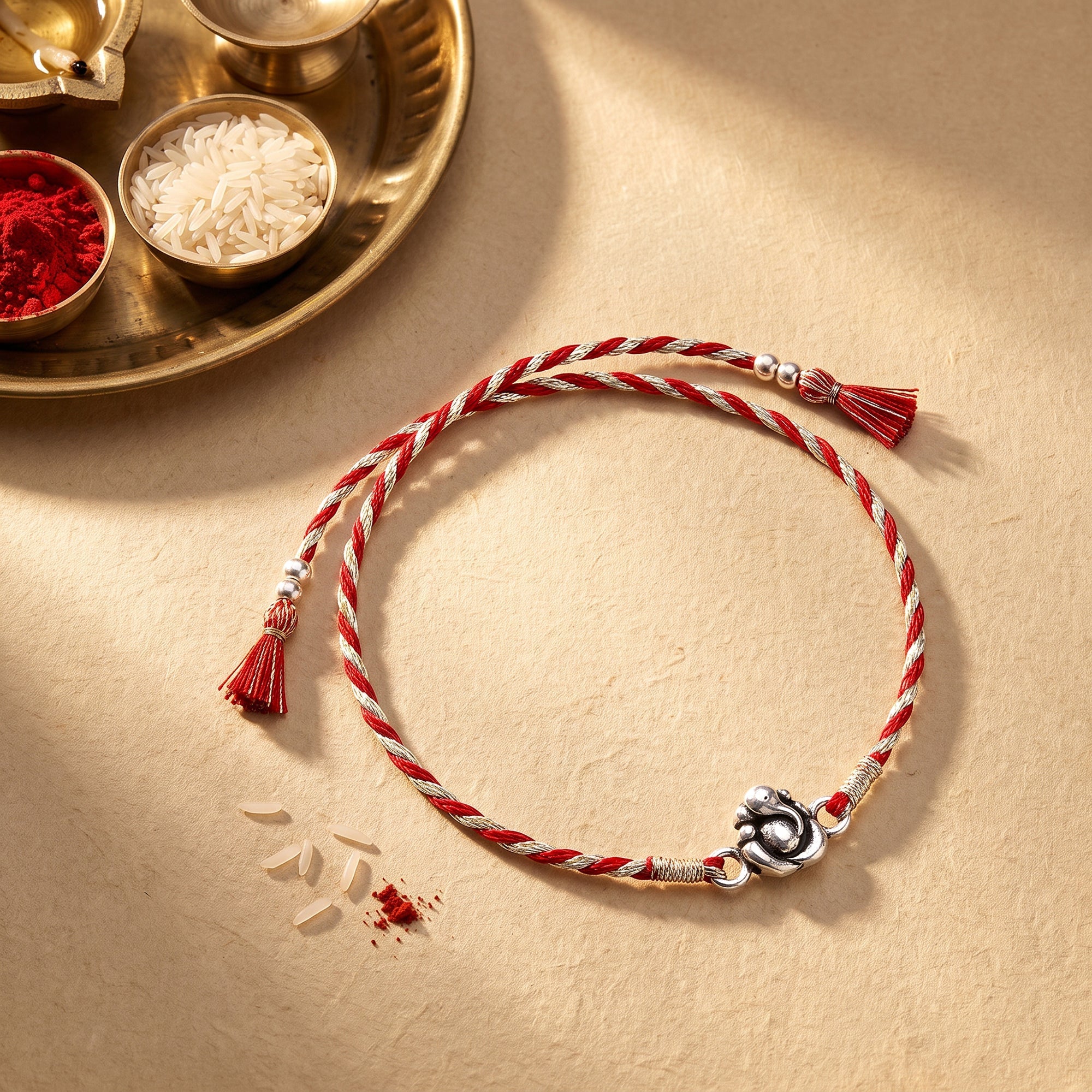 Silver Ganpati Motif Rakhi — image 1