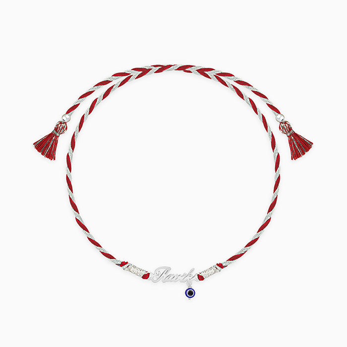 Silver Personalised Name Nazar Battu Rakhi — image 3