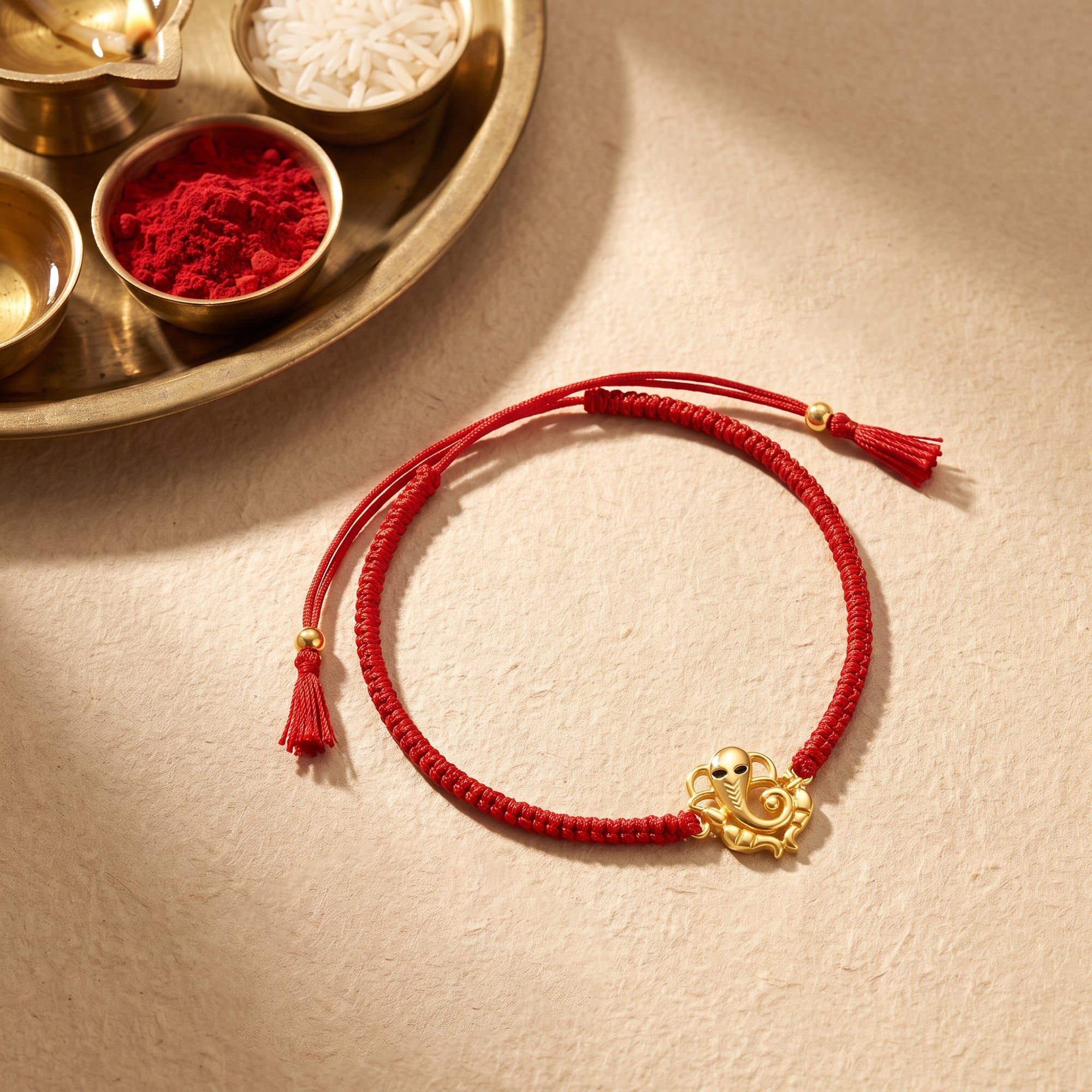 Golden Veera Ganapati Rakhi — image 1
