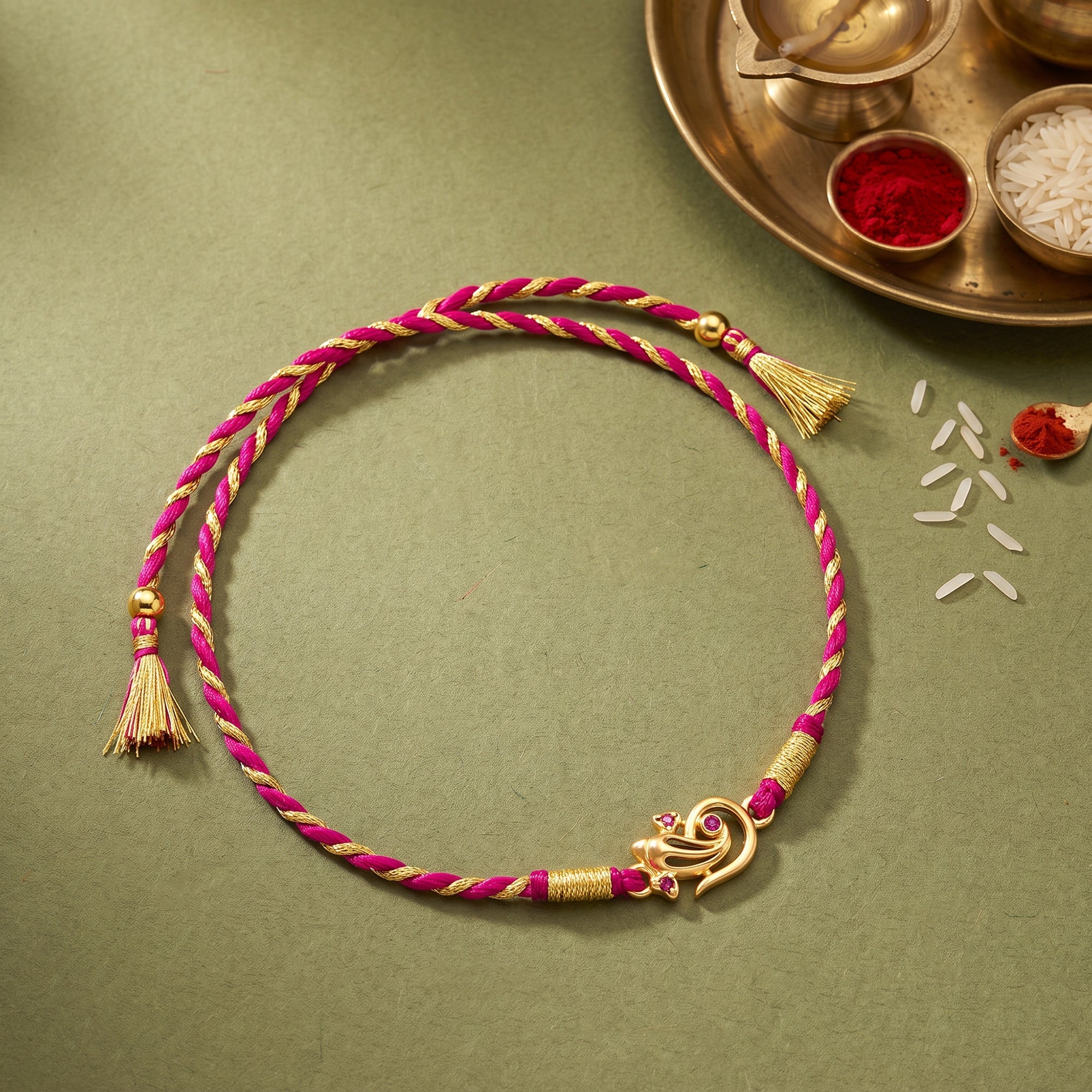 Golden Elegant Ganesha Rakhi — image 1