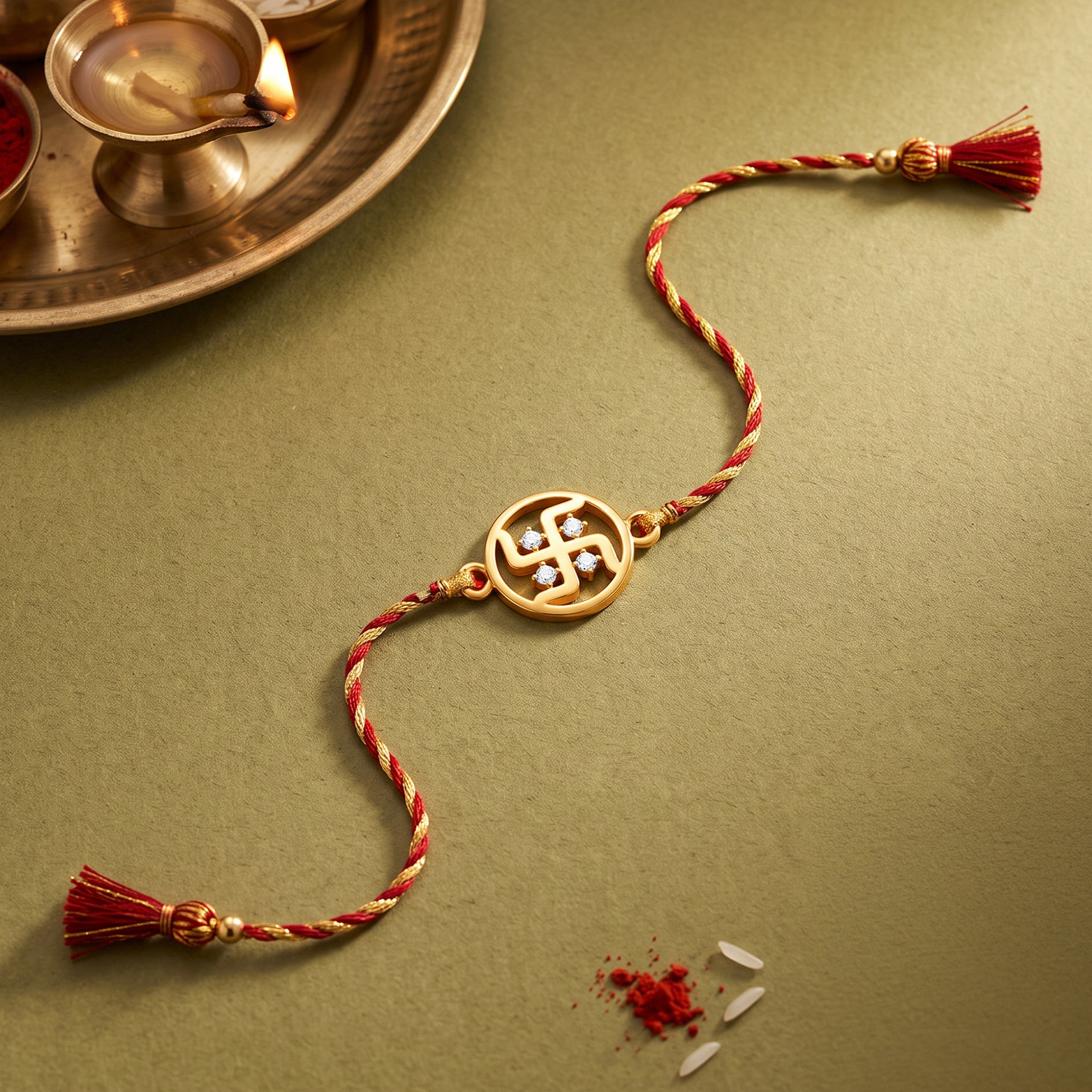 Golden Swastik Rakhi — image 1