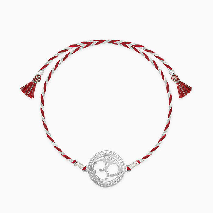 Silver Beaded Om Rakhi — image 3