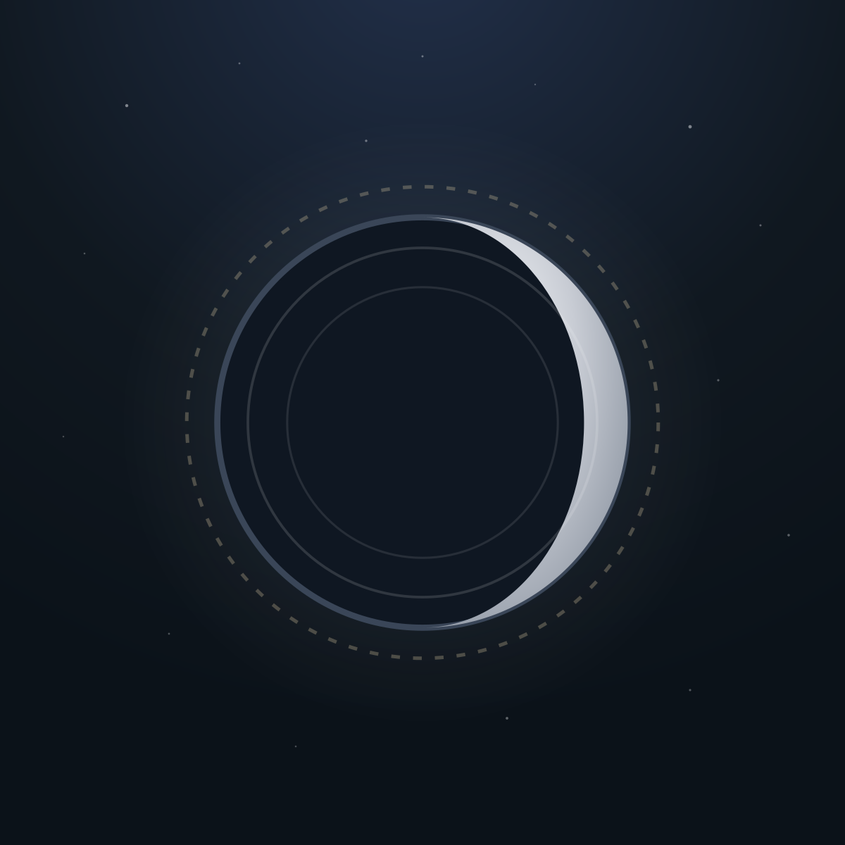 Nazar Raksha — a silver crescent moon on night-sky ink, the Chandvi mark