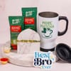 Handcrafted Beaded Rakhi Hamper with Travel Mug & Matcha