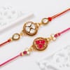 Handcrafted Kundan And Meena Rakhis-Set Of 2