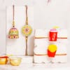 Kids Fast Food Rakhi with Floral Bhaiya Bhabhi Rakhi Set