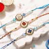Meenakari Floral with Mother of Pearl Rakhi Set of 3
