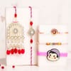 Mehrab Kundan Pearl and Peacock Rakhi Set with Kids Bracelet Rakhi