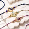 Mother of Pearl Floral Charms Rakhi Set of 3