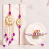Pearl Hanging Bhaiya Bhabhi & Unicorn Kids Rakhi Set