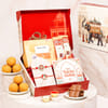 Red Meenakari Rakhis And Sweets Hamper