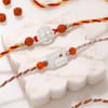 Silver Plated Swastik & Peacock Feather Rakhi Set