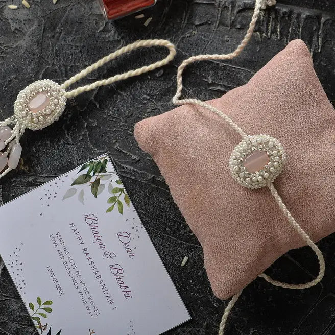 Pink Anshuman Bond Rakhi Set for Bhaiya Bhabhi