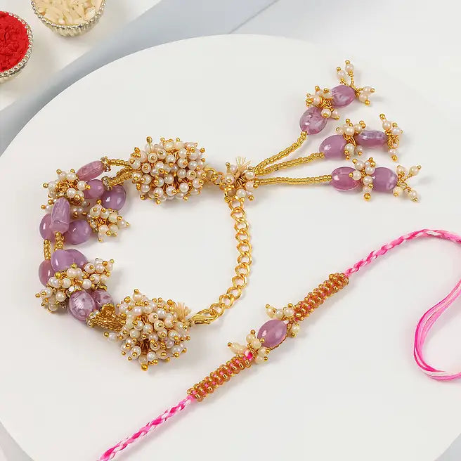 Pink Stone Bhaiya Bhabhi Rakhi