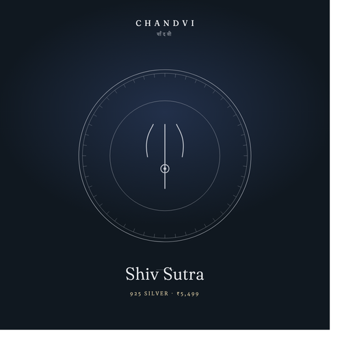 Shiv Sutra — silver trishul rudraksh rakhi, Chandvi