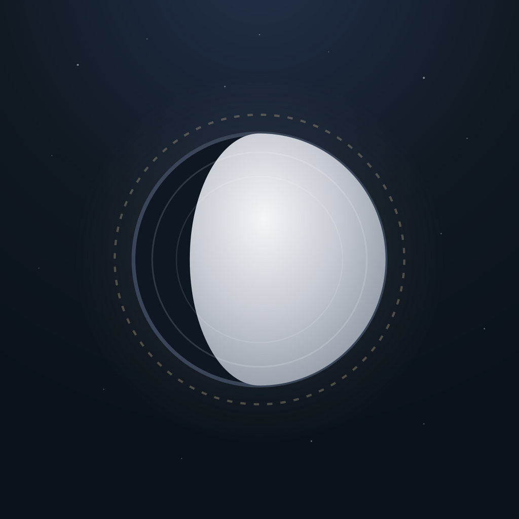 Veera — a silver waxing gibbous moon on night-sky ink, the Chandvi mark